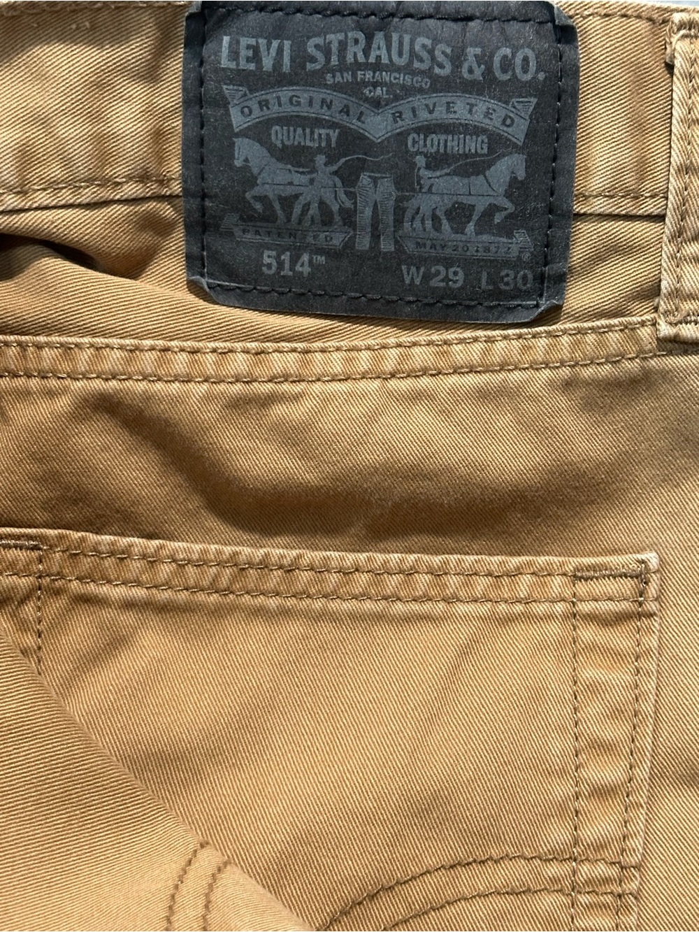 Levi's 514 Straight Leg Khaki Tan Denim Jeans 29x30